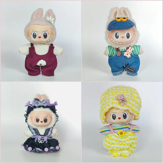 For labubu clothing accessories for 17cm labubu v2 v1 idol doll clothing fashion cute striped cosplay dress outfit